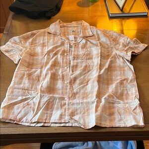 J. Crew Peach Plaid Casual Button Down Shirt
